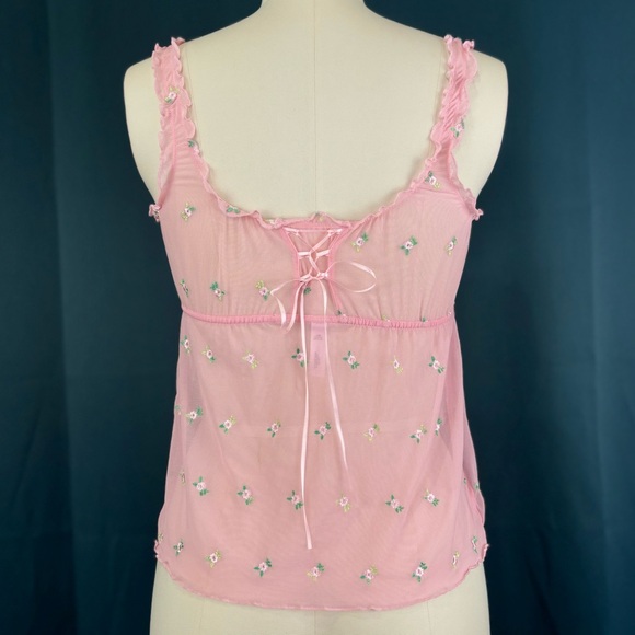 Vintage Y2K 2004 Victoria’s Secret Babydoll Embroidered Lettuce Hem Night Top - Picture 5 of 5